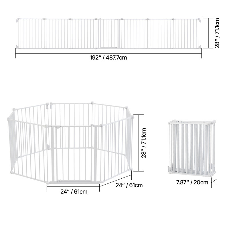 Metal Free Standing Pet Gate With Door, White