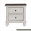 Blanc antique Table de chevet traditionnelle brun-gris avec 2 tiroirs
