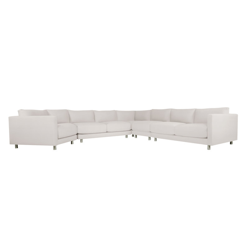 Avanni Patio Sectional with Sunbrella Cushions, Beige Linen 6025-012, Silver