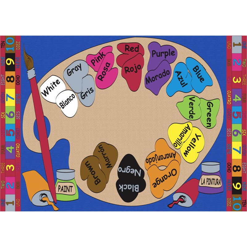 Tapis espagnol KidCarpet, 7 pi 6 po x 12 pi, couleurs et chiffres, Rectangle 7 pi 6 po x 12 pi