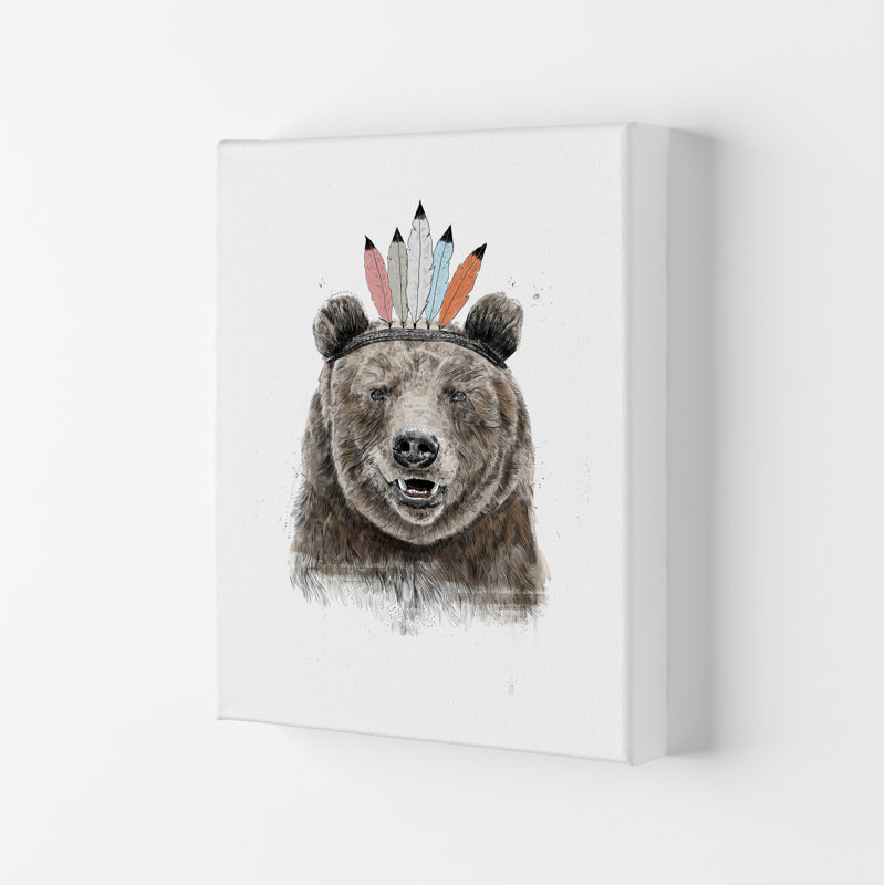 Festival Bear by Mercedes Lopes Charro - Print, 59.4cm H x 42cm W x 4cm D, Wrapped Canvas