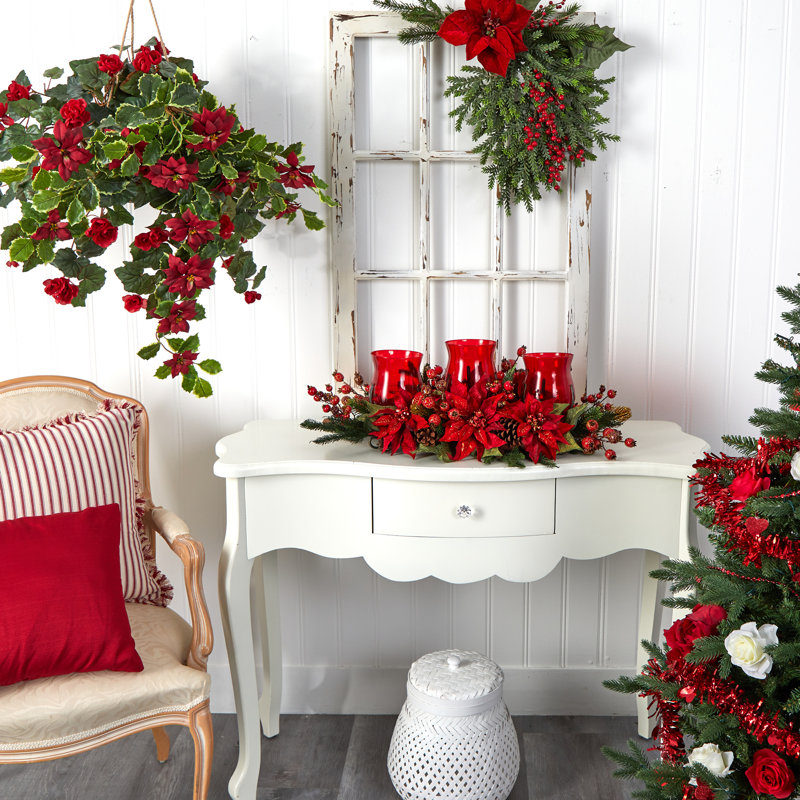 Candélabre poinsettia et baies