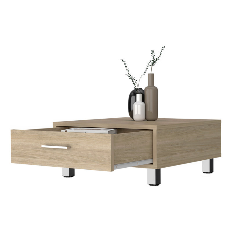 Table basse, quatre pieds, un tiroir
