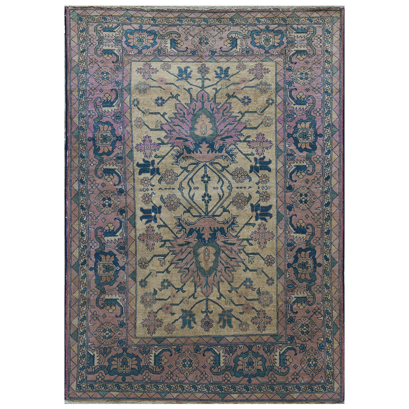 Hand-Knotted High-Quality Beige and Blue Area Rug