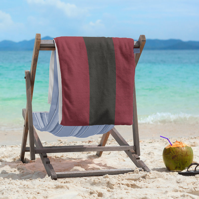 Lightweight Beach Towel, Brick Red/Black/Brick Red, Microfiber