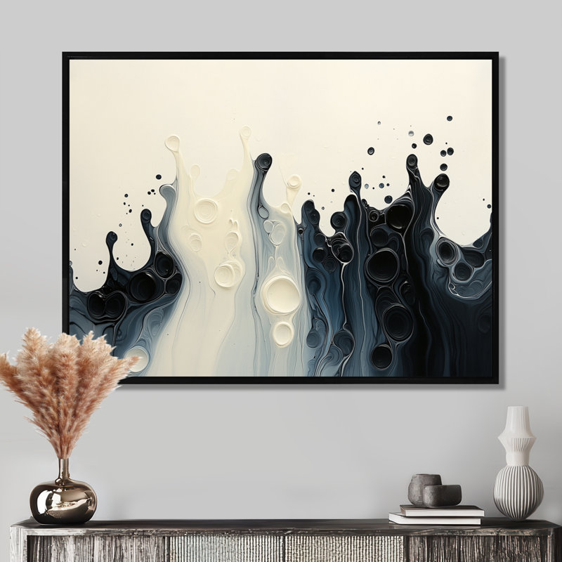 «Drip Paint Wave», rythmique, éclaboussures de sérénité, H 16 po x l 32 po, Toile tendue, Ne s’applique pas