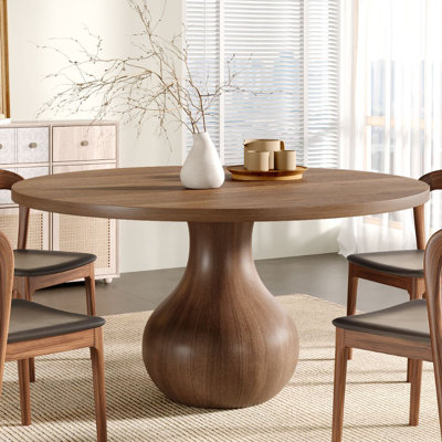 Dark Walnut Round Solid Wood Dining Table