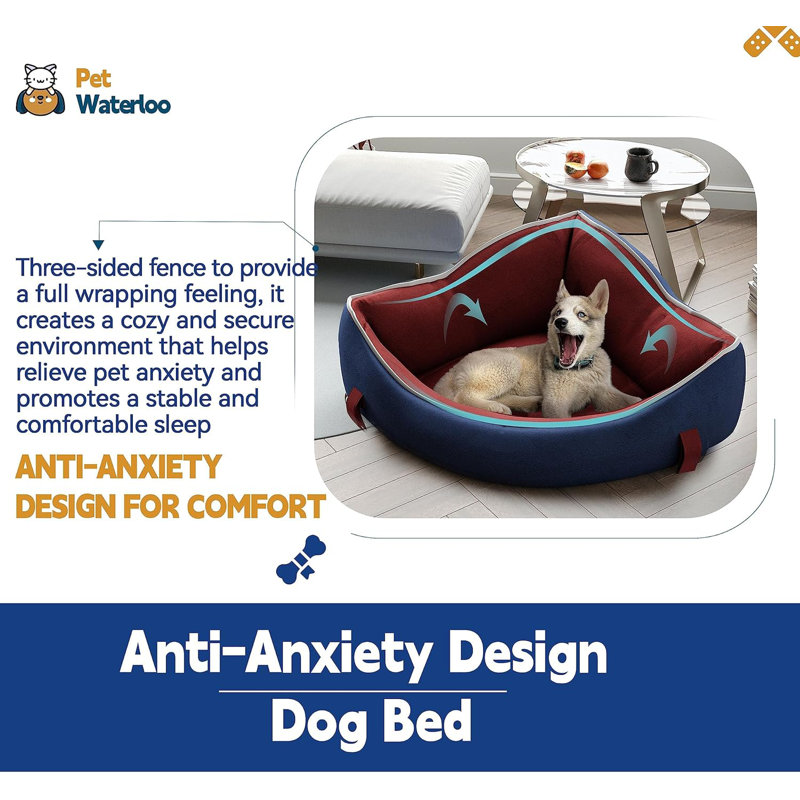 Dog Bed Sofa Dog Beds For Small Or Medium-sized Dogs And Cat Anti-anxiety Dog Basket Washable Dog Sofa Bed Pet High Side Walls For Increased Security