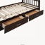 Lit de jour simple en bois avec lit gigogne coulissant simple, deux tiroirs de rangement et design extensible, espresso, lit convertible pour chambre d'amis