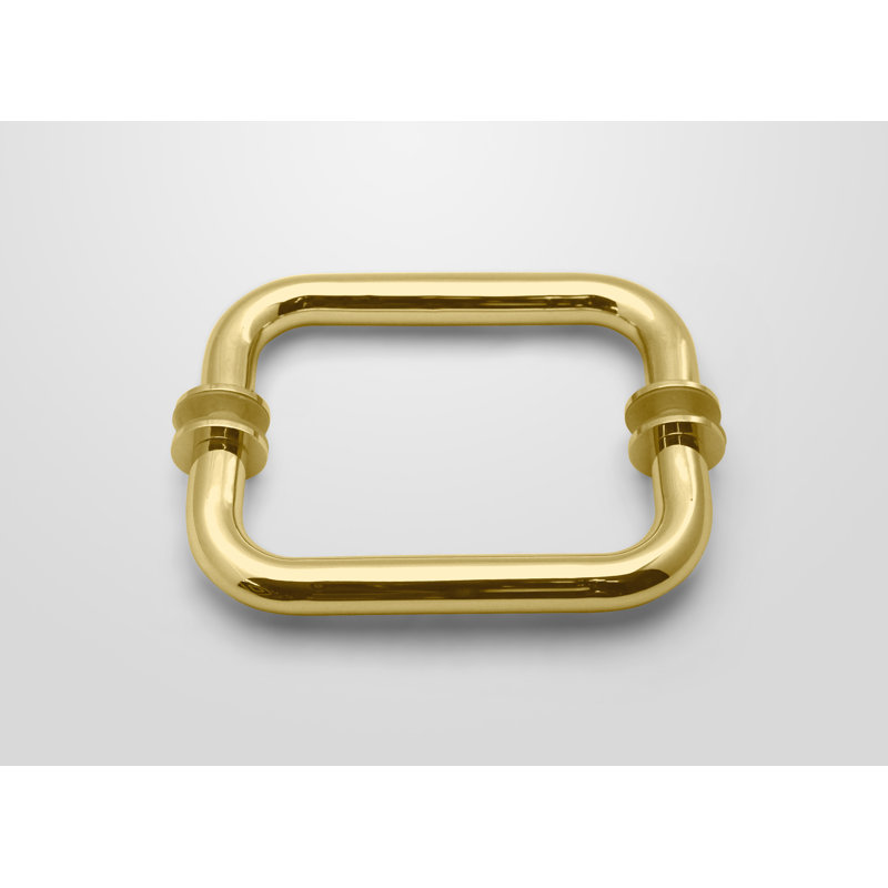 46" W Pivot Frameless Shower Door, Polished Brass