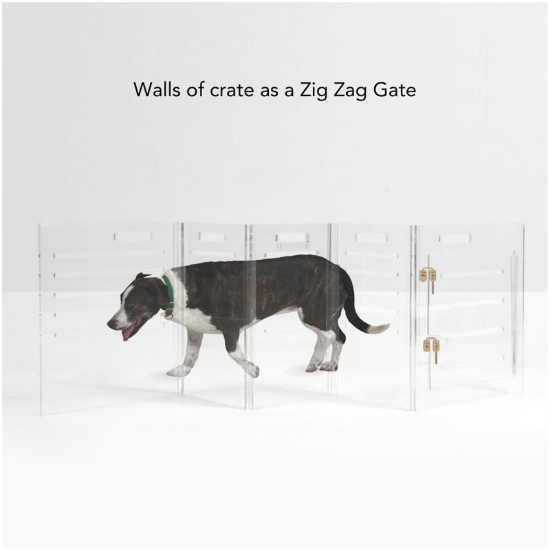 Medium Clear View Pet Crate with Silver Latch, Khaki Cushion, Charcoal
