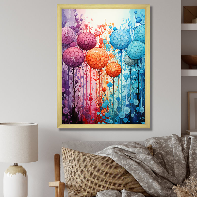 Feux d'artifice colorés 1 - Botanicals Wall Art, Encadrement doré, H 20 po x l 12 po x P 1 po