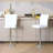 PU Bar Stool Set - 2-Piece, Featuring Vertical And Smooth-Lined Backrests With Trumpet-Shaped Silver Metal Legs-125536042