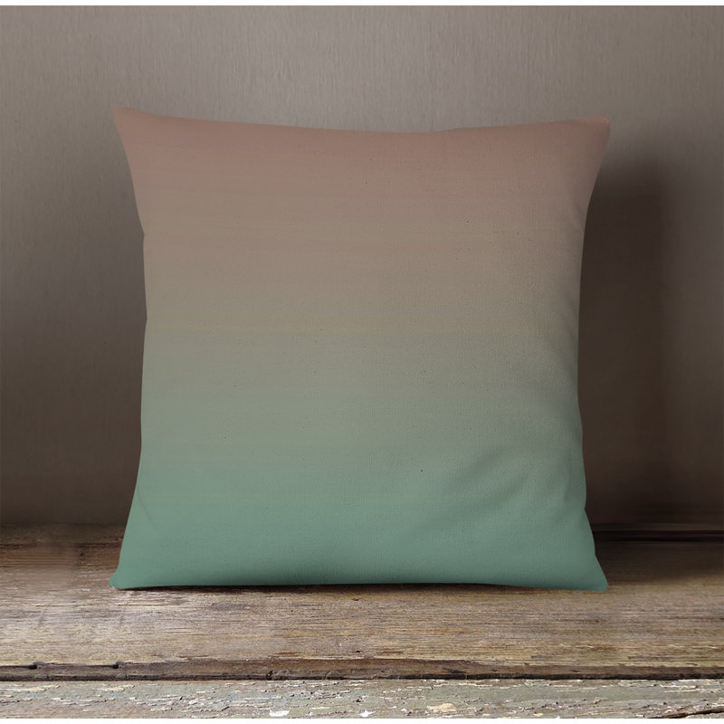 Throw Pillow With Insert, 16"H x 16"W, Green/Pink Ombre 1