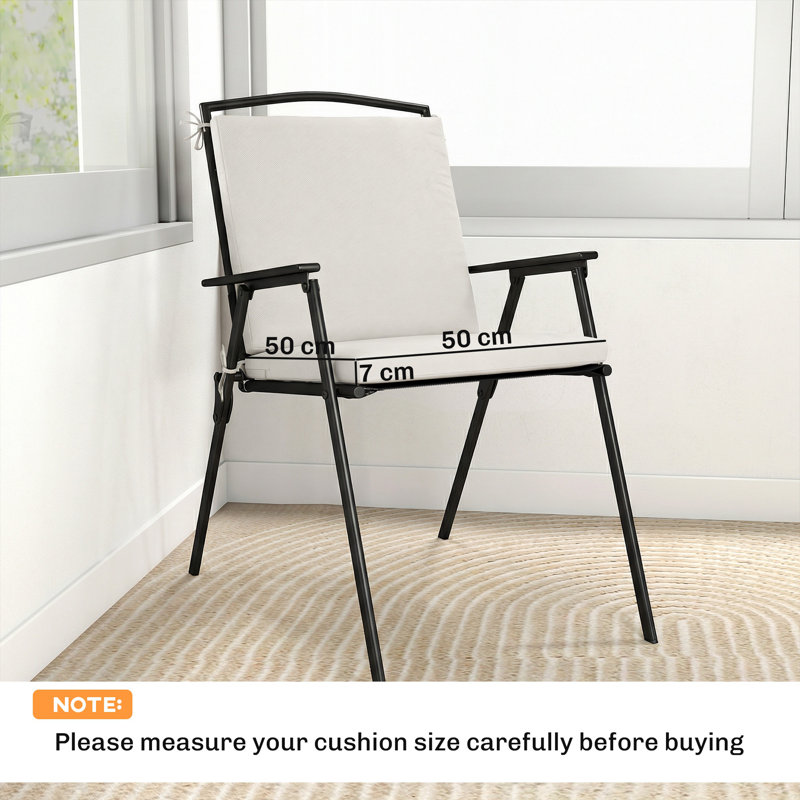 Outsunny Garden Chair Cushions Set of 2 Waterproof Patio, Cream