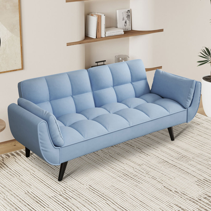 Kligfeld 74'' Upholstered Flared Arm Convertible Sofa Bed Sleeper Sofa, Yellow Polyester Blend