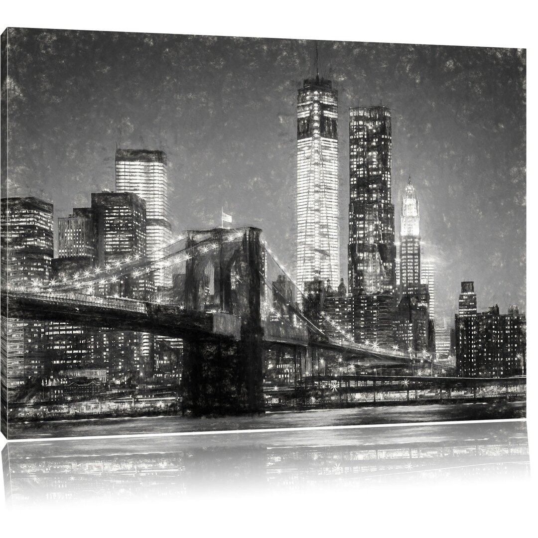 Leinwandbild Brooklyn Bridge bei Nacht