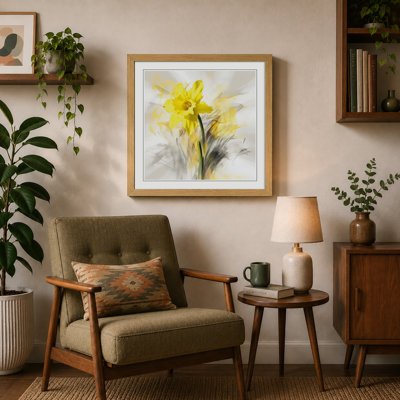 Daffodil Gestural Art - Framed Print