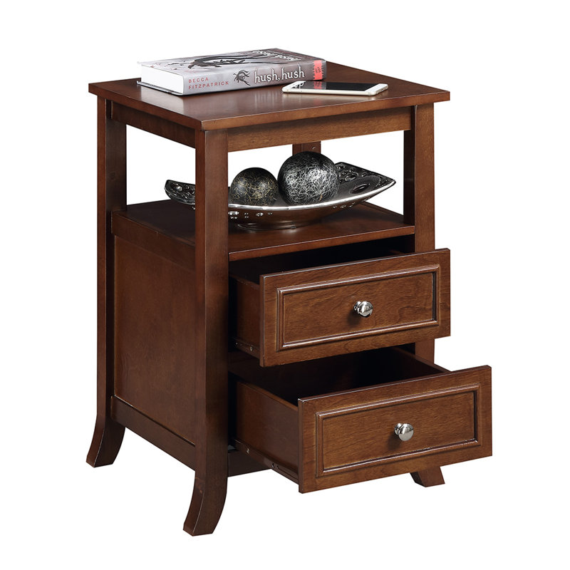 Cahoon 2 Drawer End Table with Shelf, Espresso