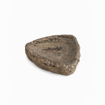 Grey Travertine Organic Shaped Rough Edged Bowl