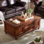 Table basse rectangulaire en bois massif noisette