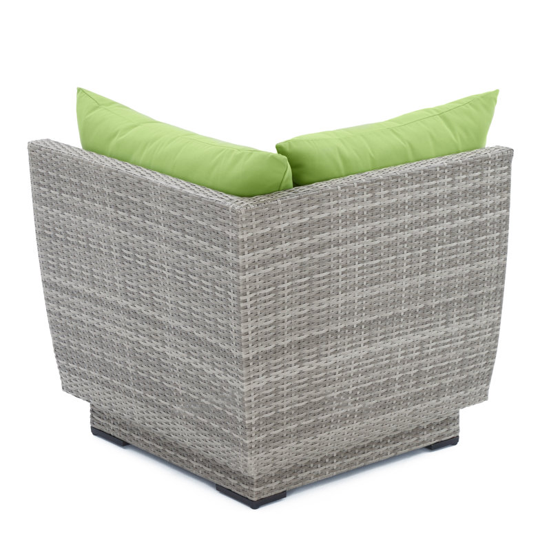 Cannes 6 Piece Corner Sectional and Conversation Table Seating Group with Cushions, Canvas Ginkgo Sunbrella® Canvas