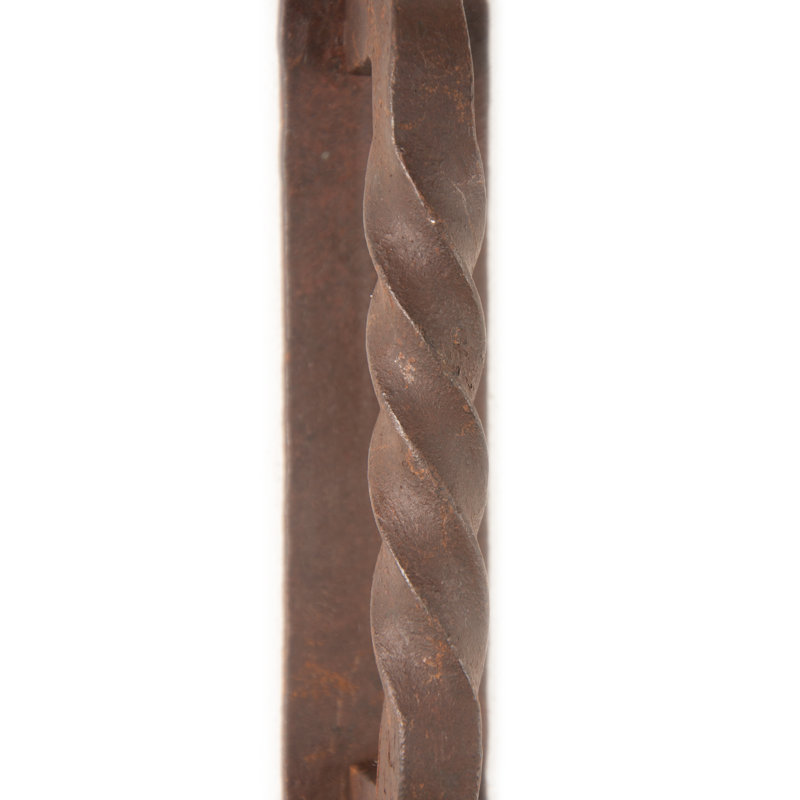 8" Black Hammered & Twisted Wrought Iron Door Handle