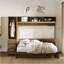 Lit escamotable avec garde-robe, tiroirs et tablettes ouvertes, bois antique