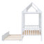 Lit simple en bois avec lit gigogne simple, lit de jour en bois, blanc
