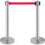 Poteau de contrôle des foules, ensemble de poteaux de 6 pièces, ensemble de poteaux avec ceinture rétractable rouge de 6,6 pi / 2 m, barrière de contrôle des foules avec base en caoutchouc - Assemblage facile pour le contrôle des foules (argent)