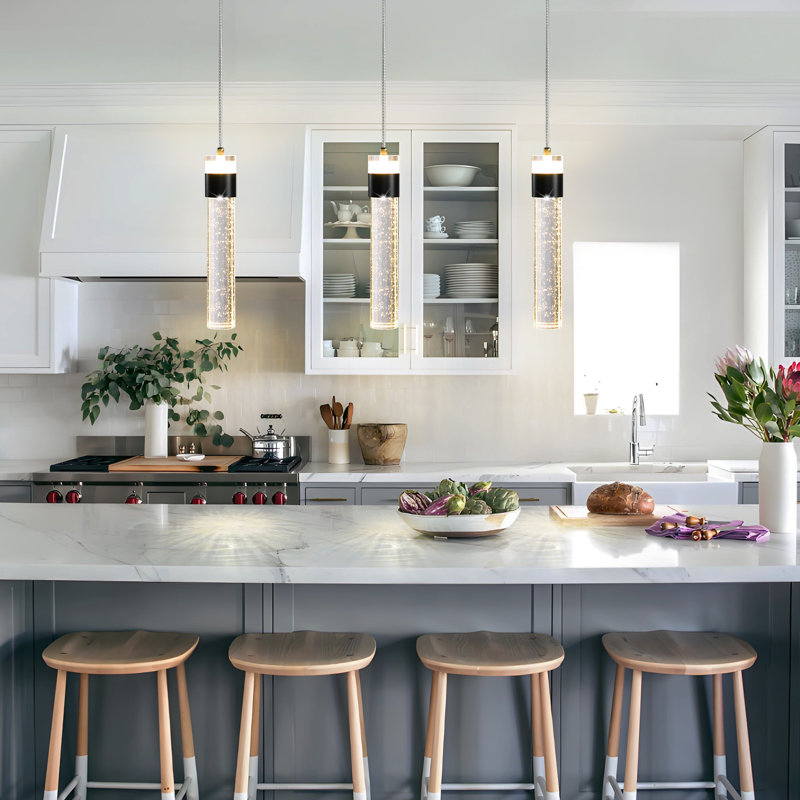 Luminaire suspendu pour îlot de cuisine à 3 lumières à intensité variable Dodsworth, Noir