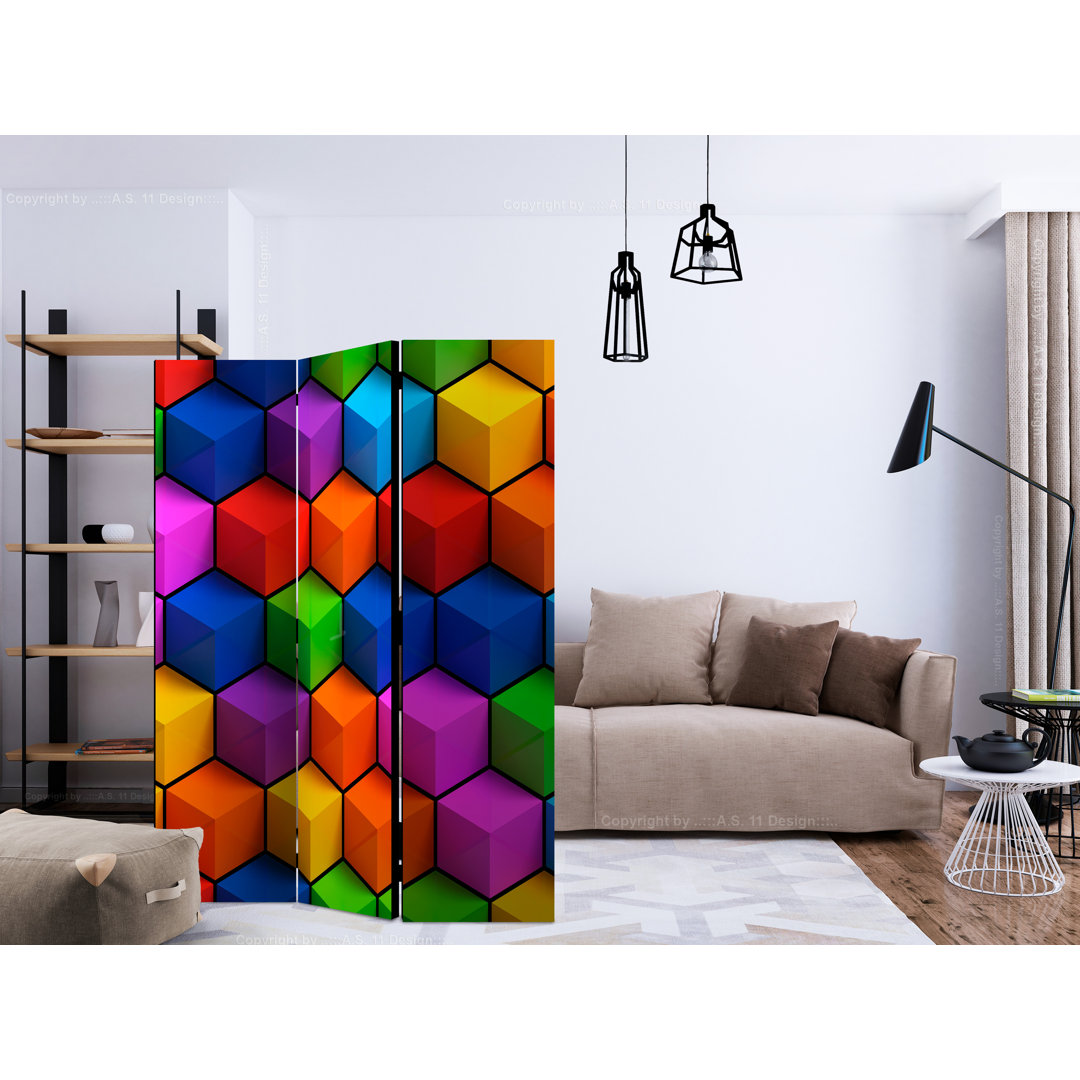 Paravent Colorful Geometric Boxes II