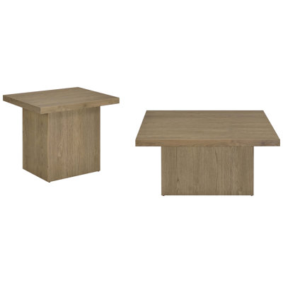 Latte Brown 2 - Piece Square Table For Primary Living, Engineered Wood With Realistic Grain, 35.14 In Dimensions, 15.95 Height Contemporary Style Cock
