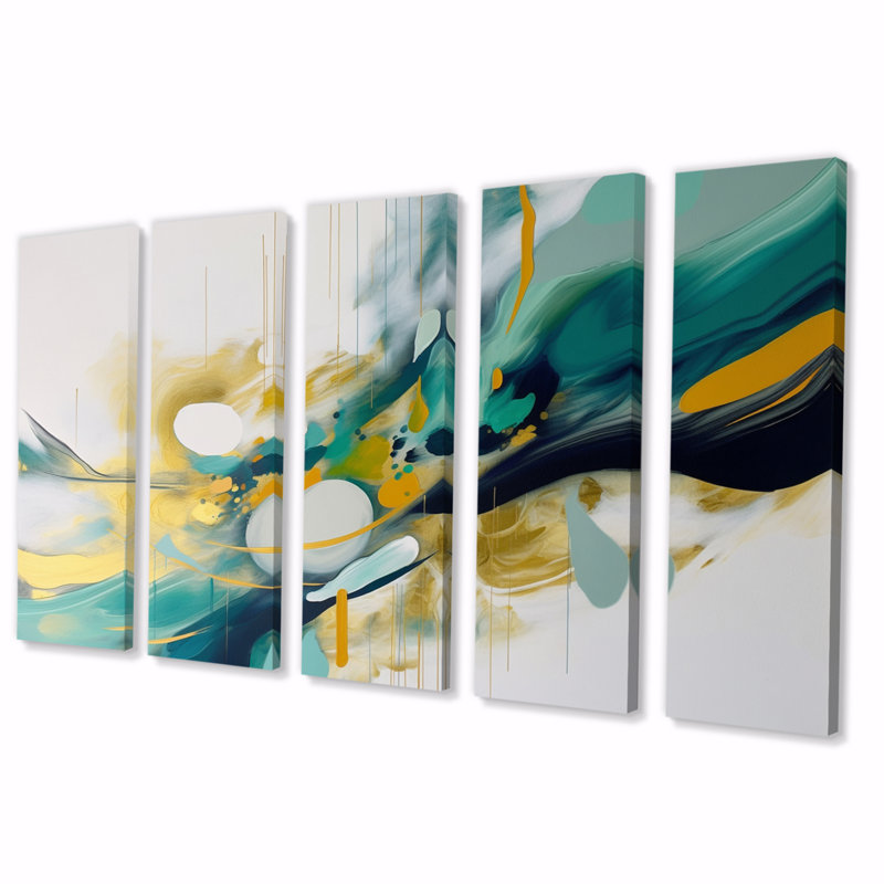 Impression sur toile - 5 formes égales - ordre jaune dans la complexité II