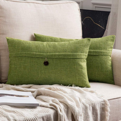 Housse de coussin rectangulaire en lin texturé