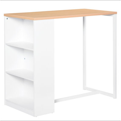 HOMCOM Modern Bar Table Counter Height Dining Table with 3 Storage Shelves for Kitchen, Dining Room, Living Room