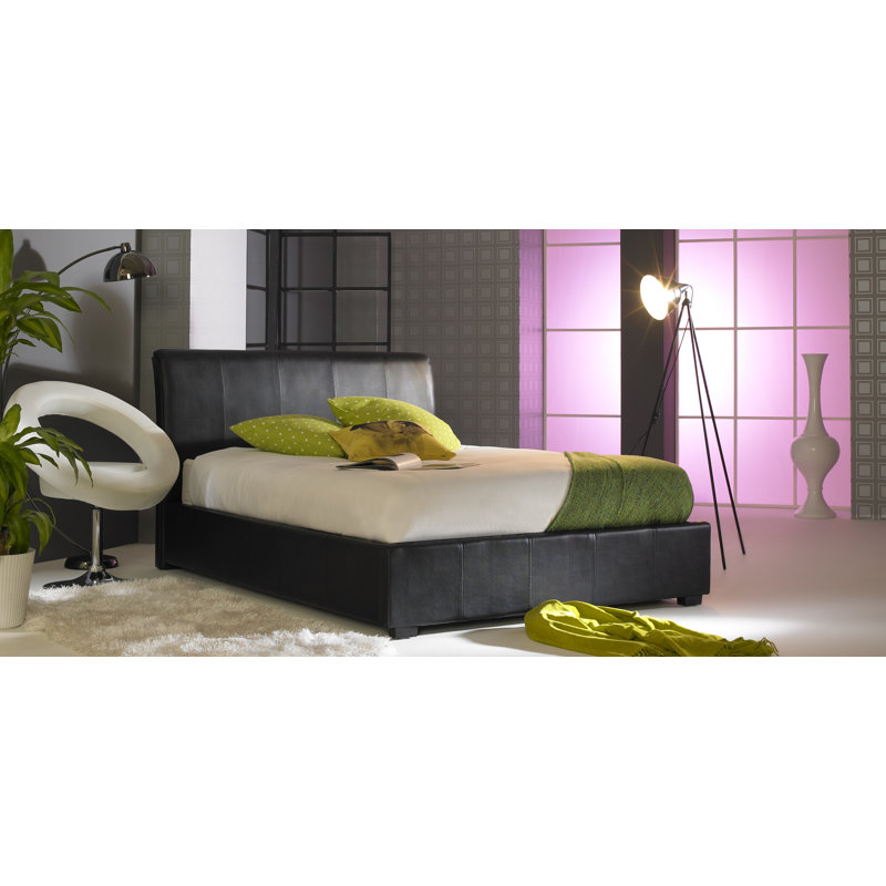 Ericka Upholstered Faux Leather Bed, Kingsize (5'), Black
