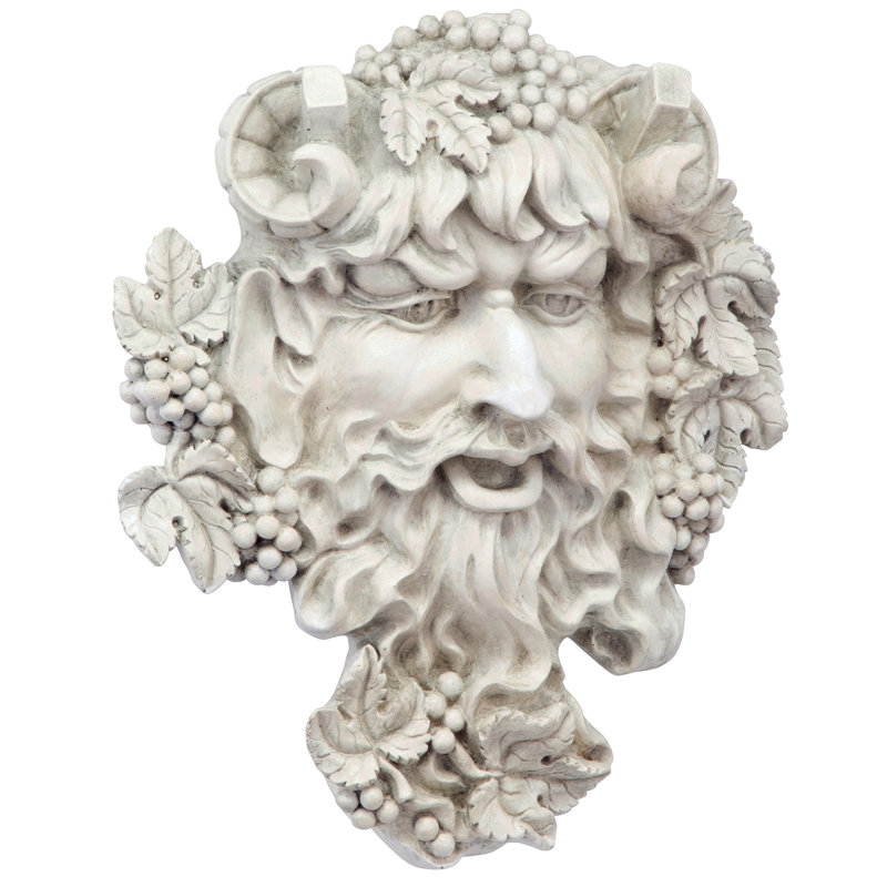 Bacchus Greenman Wall Plaque, 30.48 cm H x 26.67 cm W x 7.62 cm D, Cream