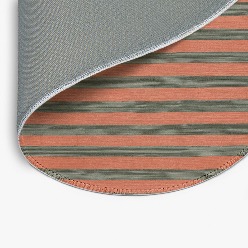 Tapis intérieur / extérieur brun HorizontalStripes, Rond 5 pi