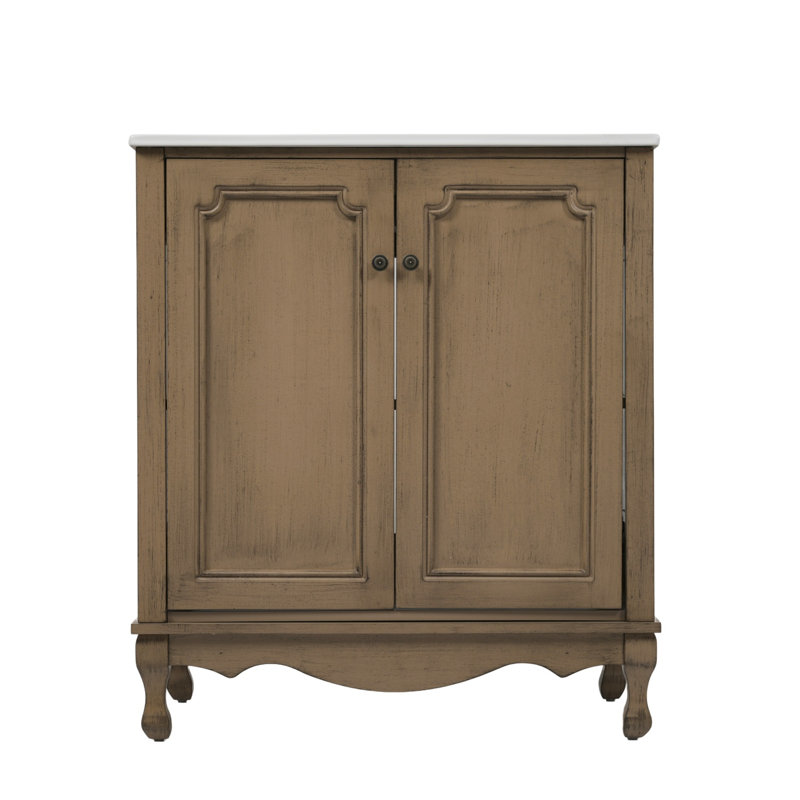 Ensemble de meuble-lavabo double 60 po avec tablettes réglables et charnières à fermeture en douceur 60 po, Brun antique