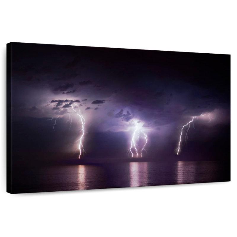 Alvord Lightning Strikes Above The Ocean, 24" H x 36" W