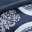 Édredon pour grand lit - imprimé médaillon bleu marine, bourre, taie décorative à bordure brodée, drap-housse, coussin décoratif