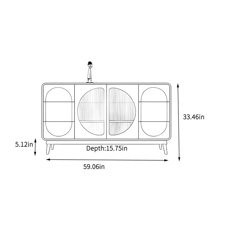 Armoire de rangement crème, H 33,46 po x l 59,06 po x P 15,75 po