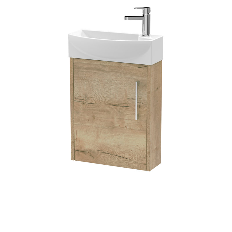 Juno 450mm Single Bathroom Vanity with Integrated Vitreous China Basin, Light Wood