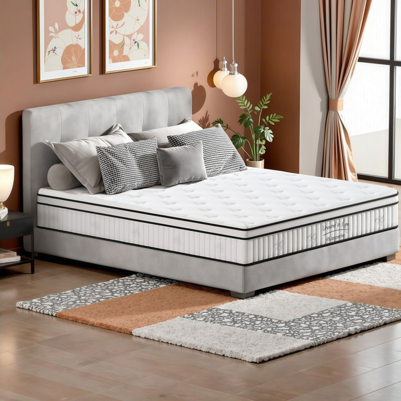 10/12 Inch Hybrid Mattress with Individually Pocketed Innerspring for Medium Firm Support - Twin, Full, King Size Options, 12