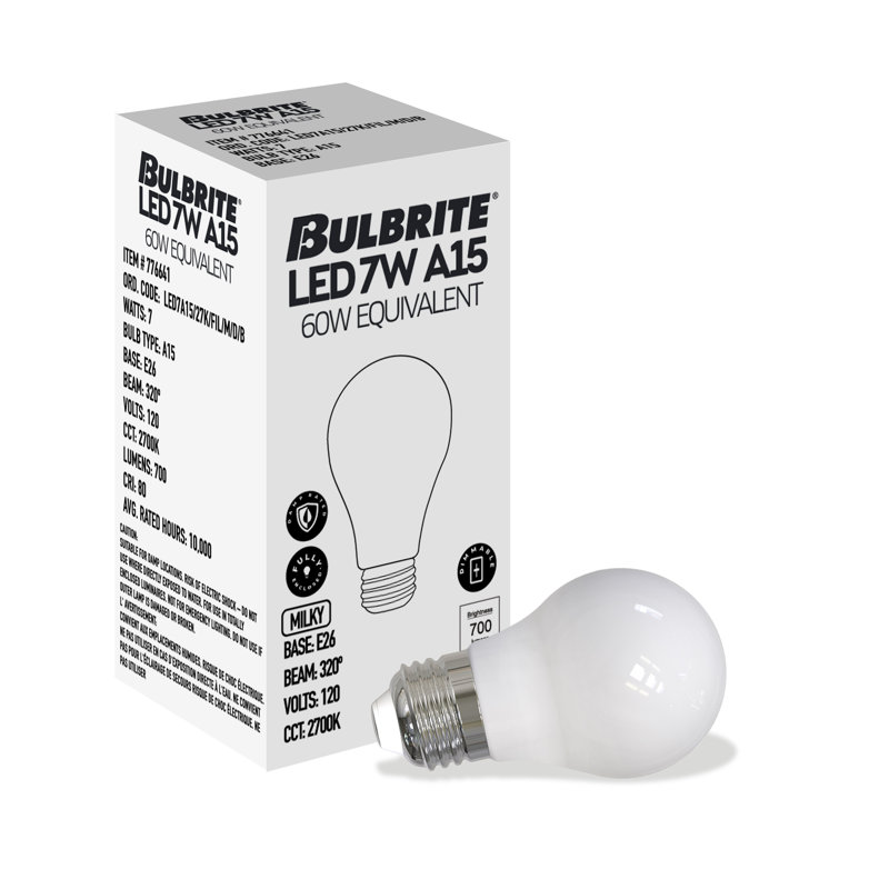 Équivalent à 60 watts, ampoule DEL A15 à intensité variable, blanc chaud E26 / culot moyen (standard), 2700