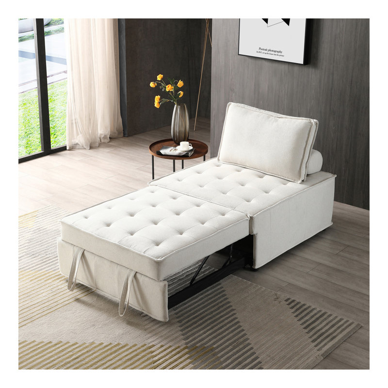 Canapé-lit polyvalent en tissu de lin, Beige