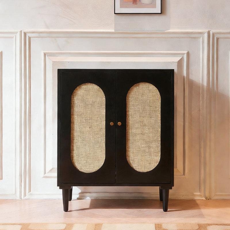 Modern Black Solid Wood Sideboard