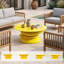 Table basse moderne haut de gamme en fibre de verre, table d'appoint ronde à pied central laqué brillant pour salon, aucun assemblage requis, jaune-1092441401