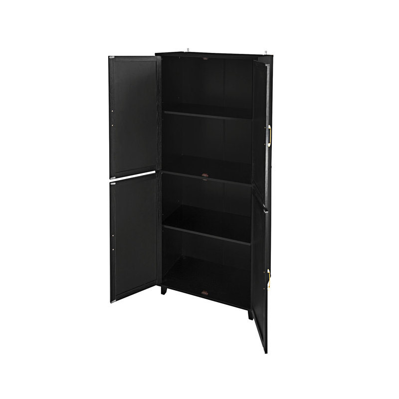 Armoire 4 portes avec 4 tablettes intérieures réglables, Black